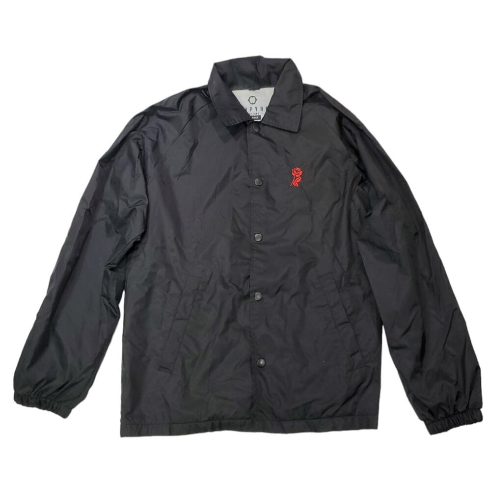 Empyre | Rose Embroidered Black Coach's Jacket/Windbreaker| Size XL